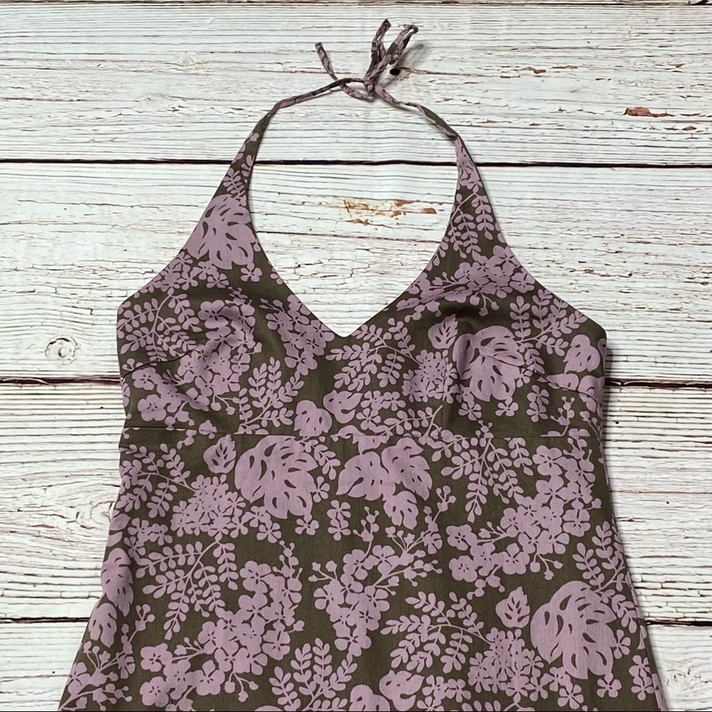 J Crew Floral Print Brown and Pink Halter Dress Sz 2 - Picture 5 of 16
